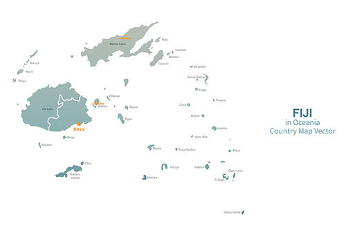 피지 지도. 그린컬러의 남태평양,오세아니아 국가지도 vector.