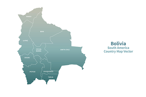 볼리비아 지도. 그린컬러의 남아메리카 국가지도 vector.