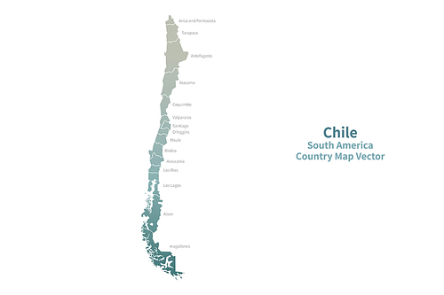 칠레 지도. 그린컬러의 남아메리카 국가지도 vector.