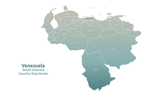 베네수엘라 지도. 그린컬러의 남아메리카 국가지도 vector.