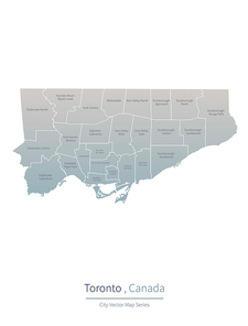 캐나다 토론토 지도. 국가들의 주요도시 city vector map series.