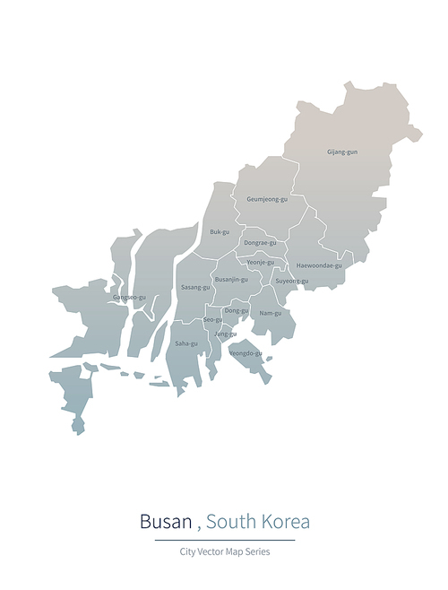 한국 부산 지도. 국가들의 주요도시 city vector map series.