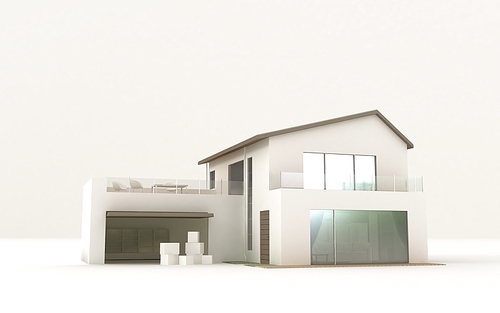 흰배경위의 하우스 일러스트. 부동산컨셉의 3d render.