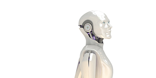 하이테크, 미래산업 컨셉의 인공지능 로봇 일러스트.