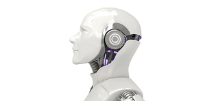 하이테크, 미래산업 컨셉의 인공지능 로봇 일러스트.