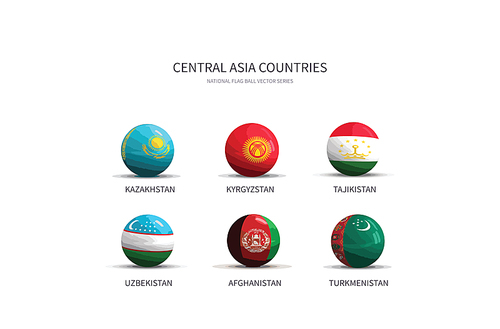 중앙아시아 국가들의 국기 플래그볼, nation flag ball vactor.