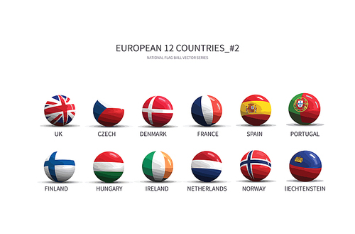유럽 국가들의 국기 플래그볼 시리즈, nation flag ball vactor.