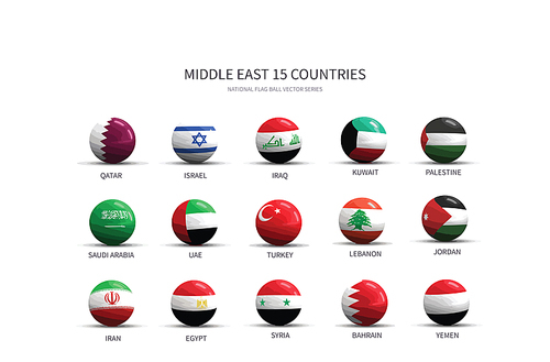 중동, 아랍 국가들의 국기 플래그볼, nation flag ball vactor.