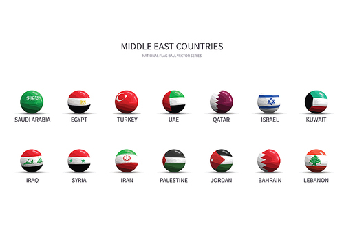 중동, 아랍 국가들의 국기 플래그볼, nation flag ball vactor.