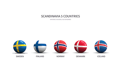 북유럽, 스칸디나비아 국가들의 국기 플래그볼, nation flag ball vactor.