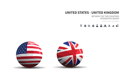 미국과 영국. 외교 컨셉 flag ball vector.