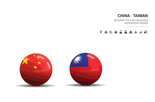 중국과 대만. 외교 컨셉 flag ball vector.