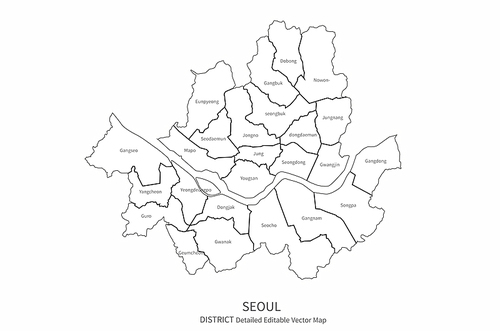 서울 district 상세지도 vector.