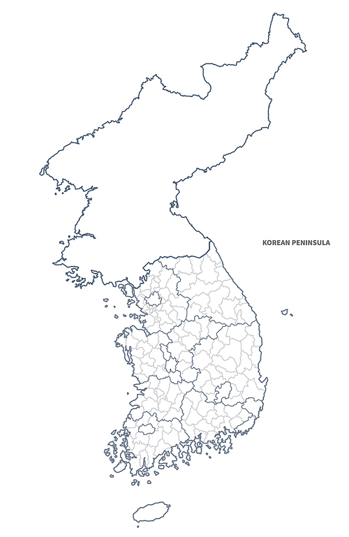 한반도 지도, 한국의 상세지도 vector.