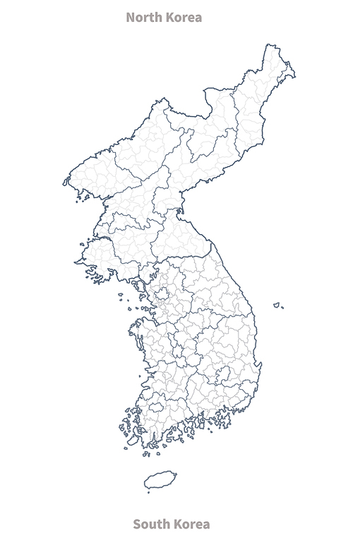 한반도 지도, 한국의 상세지도 vector.