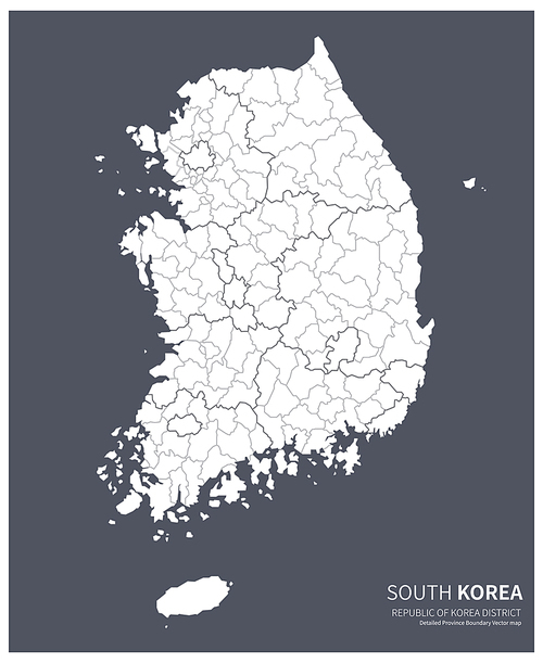 남한지도, 한국의 상세지도 vector.