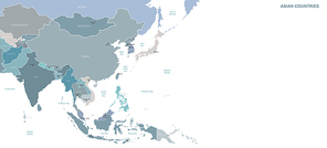 아시아 지도. 대륙별 국가지도.