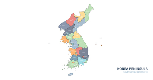대한민국, 한반도. 한국지도 그래픽 디자인.