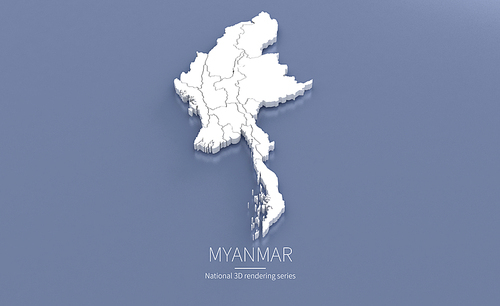미얀마 3d rendering map.
