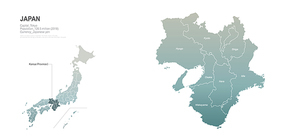 일본 간사이 행정구역 지도. japan district map.