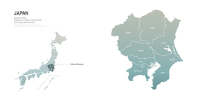 일본 간토 행정구역 지도. japan district map.