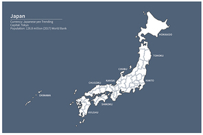 일본 행정구역 지도. japan district map.