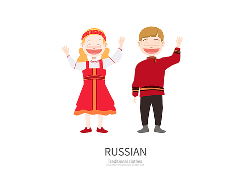 러시아의 전통의상을 입고있는 캐릭터 일러스트.