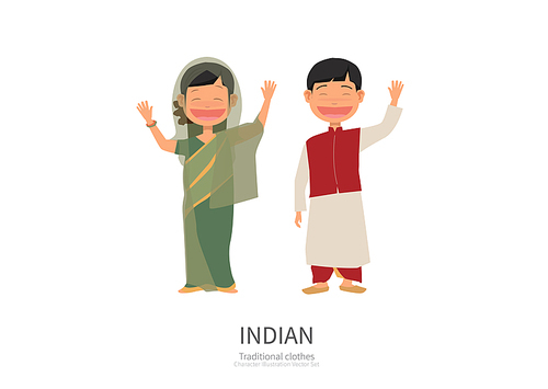 인도의 전통의상을 입고있는 캐릭터 일러스트.