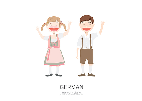 독일의 전통의상을 입고있는 캐릭터 일러스트.