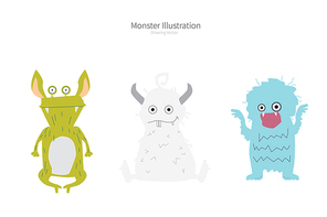 귀여운 몬스터 일러스트 vector. monster character set.
