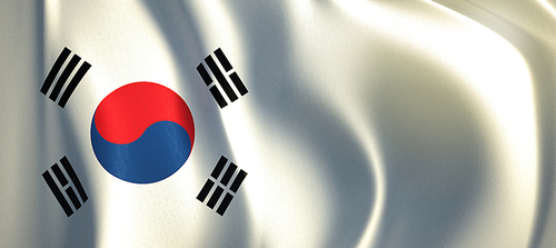 대한민국 국기 배너형 디자인 3d render.