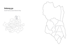 서울 도봉구 지도. 서울의 행정구역 지도. seoul district map vector.