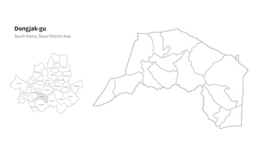 서울 동작구 지도. 서울의 행정구역 지도. seoul district map vector.