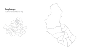 서울 강북구 지도. 서울의 행정구역 지도. seoul district map vector.