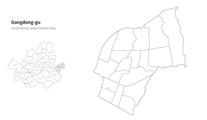 서울 강동구 지도. 서울의 행정구역 지도. seoul district map vector.