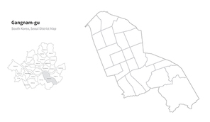 서울 강남구 지도. 서울의 행정구역 지도. seoul district map vector.