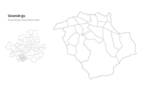 서울 관악구 지도. 서울의 행정구역 지도. seoul district map vector.