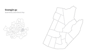 서울 광진구 지도. 서울의 행정구역 지도. seoul district map vector.