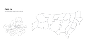 서울 중구 지도. 서울의 행정구역 지도. seoul district map vector.