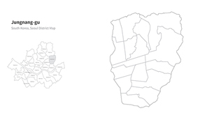 서울 중랑구 지도. 서울의 행정구역 지도. seoul district map vector.