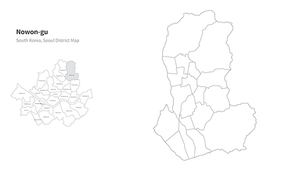 서울 노원구 지도. 서울의 행정구역 지도. seoul district map vector.