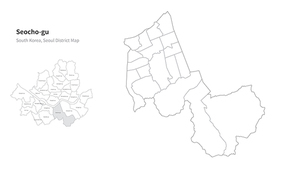 서울 서초구 지도. 서울의 행정구역 지도. seoul district map vector.