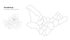 서울 성북구 지도. 서울의 행정구역 지도. seoul district map vector.