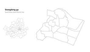 서울 성동구 지도. 서울의 행정구역 지도. seoul district map vector.