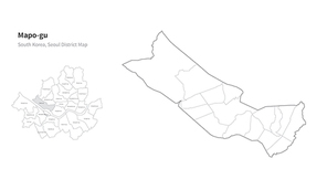 서울 마포구 지도. 서울의 행정구역 지도. seoul district map vector.