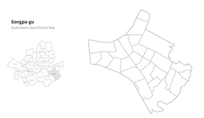 서울 송파구 지도. 서울의 행정구역 지도. seoul district map vector.