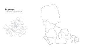 서울 종로구 지도. 서울의 행정구역 지도. seoul district map vector.