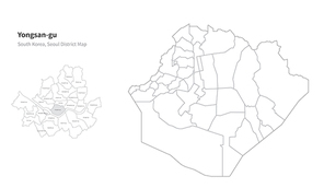 서울 용산구 지도. 서울의 행정구역 지도. seoul district map vector.