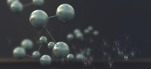 원자, 분자 구조 컨셉. 원소주기율표 illustration.  periodic table of the elements background.