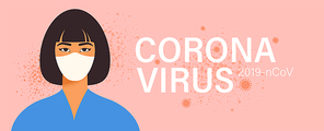 Coronavirus in China. Novel coronavirus 2019 nCoV, woman in white medical face mask. Concept of coronavirus quarantine